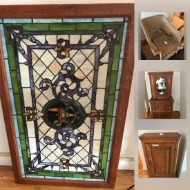 MaxSold Auction: This online auction includes furniture such as antique chest, Lane Cedar chest, armoire, table lamps and black fabric sofas, glassware, serving ware, kitchenware, jewelry, and much more!