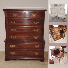 MaxSold Auction: This online auction features ANTIQUE: Parlor chair and plant stand, ice box, piano stool, dresser with mirror, trunk, marble-top commode table. VINTAGE: Leather-top tables, bed warmers. STERLING. Silver plate. Art. COLLECTIBLE: Beanie Babies; pewter and brass; Beatles; Gibson acoustic classical guitar; vinyl; games/toys. CHINA: Franciscan "apple" dish ware; Dengy stoneware. Crystal/Glass: Stemware, serving pieces. YARD AND GARDEN. TOOLS/POWER TOOL. Singer sewing machine. Sporting goods. ELECTRONICS: Audio; gaming. Folding ping pong table and  much more!