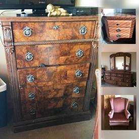 MaxSold Auction: This online auction includes furniture such as Broyhill solid wood dresser, queen-size sleigh bed and patio wood glider, Frigidaire upright freezer, Kobalt Max Elite electric mower, kitchenware, fitness gear, hardback books and much more!