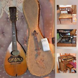 MaxSold Auction: This online auction features a bowl back mandolin; vintage and newer dolls; Little Golden Books; milk glass collection; vintage vinyl including The Beatles, Jimi Hendrix, Elvis Presley and more; an antique Singer sewing machine; old watches and watch parts; Homer Laughlin china; a large collection of costume jewelry; an old LC Smith typewriter and much more!