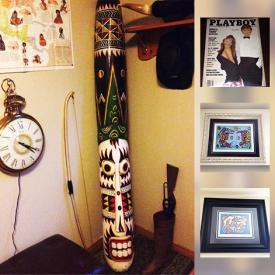 MaxSold Auction: This online auction features ART: Norval Morriseau totem pole and framed pictures; Chinese horse pictures; Don Chase; Group of Seven. VINTAGE: Playboy magazines including Donald Trump 1990 cover; Art Deco globe lamp; Sanyo slot machine; bow. COLLECTIBLE: Comics; beer steins; ephemera and much more!