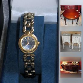 MaxSold Auction: This online auction features china including Spode, Jlmeneau, Limoges, Royal Albert and more; prints; an Oreck Vacuum; many porcelain dolls; furniture including Jason Shoolbred dining table and chairs; watches; electronics including a Sony Cyber-shot camera with marine housing; and much more!