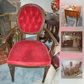 MaxSold Auction: This online auction features end tables, dining chairs, mirrors, TV, shredders, sports equipment, wall art, cabinets, decor, books, sewing machines, tools, dishes, baskets and much more!