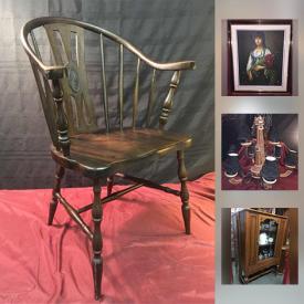 MaxSold Auction: This MaxSold Barrie Reseller online auction includes furniture such as mid-century teak rocking chair with matching ottoman, equestrian style horseshoe chandelier, antique oak bed frame, antique solid teak hand-carved table, antique crystal drop chandelier, and solid oak captain’s chairs, collectibles such as antique photos, Pepsi advertising, Delft porcelain, vintage Limoges, vintage tins, Swarovski crystal, comics, and vintage toys, art such as Lamb framed prints, Murano glass, vintage movie lobby cards, hand-blown glass, and signed oil on canvas, jewelry such as sterling silver heart pendant, sterling silver jewelry, and vintage costume jewelry, Danier leather jacket, DVDs, CDs, and much, much more!