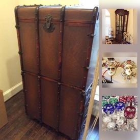 MaxSold Auction: This online auction includes Fitbit Ultra, furniture such as steamer trunk style desk, lighted glass corner cabinet, and upholstered occasional chair, art such as Otto Hassan Venice decorative masks, large Italian tapestry, and Louis Nichole framed print, garden lanterns, books, and much more!