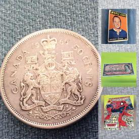 MaxSold Auction: This online auction features stamp blocks, comic books, record albums, paper currency, coins, gemstone specimens, vintage hockey cards, autographed Toronto Maple Leafs jerseys, vintage Star Wars figurines, marbles, original art, sterling inlay tobacco pipe and much more!