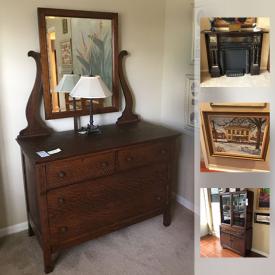 MaxSold Auction: This online auction features Antique Mantel, Acrylic Painting Lee Reynolds, gargoyle figurines, crystal, Bird Cages, Magnolia Blossoms by Daisy Vick, Painting by Norman Brown, Antique Wood Dresser, cast iron side table, Wall Mirror, Armoire cedar 1920s, White Wicker Chair and much more!