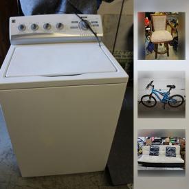 MaxSold Auction: This online auction features Kenmore and Whirlpool Duet washing machines. Furniture. Shimano and Schwinn bicycles. Signed Alvino Bagni lamp. GLASS/CRYSTAL: Plates, stemware, bar; blue Bohemian vase. CHINA: One of's. COLLECTIBLE: Pewter figures. ducks and much more!