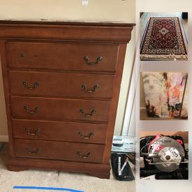 MaxSold Auction: This online auction features furniture, electronics, sports equipment and accessories, lamps, china, kitchen appliances, jewelry, artwork, watches, clothes, collectibles, hair care and much more!