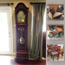 MaxSold Auction: This online auction features Ridgeway grandfather clock, equine accessories, Epson 3D scanner, furniture such as upholstered iron bench, antique highboy dresser, Queen Mary glass, collectible plates, Scotts riding mower, and much more!