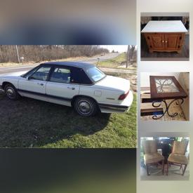 MaxSold Auction: This online auction features a 1996 Buick Le Sabre. Leather furniture. Dining room table and chairs; an antique cabinet. New hammock. Handmade afghan and quilt and much more!