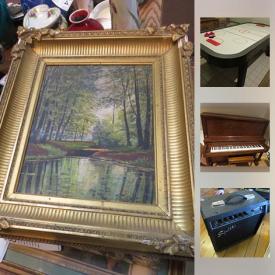 MaxSold Auction: This online auction features furniture such as antique trunk, antique oak sample cabinet, and Woods drafting table, books such as art books, Collections of Shakespeare, first editions, antique and vintage books, and P.G. Woodhouse, collectibles such as Autographs From 1906 And 1907, stamp collection, and Lionel train pieces, art such as signed prints, vintage and antique photographs, and original art, Mastercraft air compressor, Yamaha guitar, sports equipment such as goalie equipment, Wilson golf clubs, and roller blades, military clothing, air hockey table, and much more!