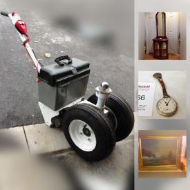 MaxSold Auction: This online auction features collectibles such as Marx wind up tin toys, Barclay cast iron figures, carnival glass, and trading cards, art such as RCAF 7th anniversary framed print, Shirley Hulley signed print, and William Biddle signed watercolour, jewelry such as sterling silver ring, KCVI pendant, furniture such as Bombay Company occasional table, Early Canadians oak cabinet, and oak prayer bench, electronics such as Labtec speaker, ParKing electric trailer dolly, and Sony turntable, mixed genre LPs, CDs, and much more!