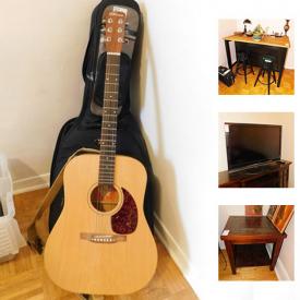 MaxSold Auction: This online auction features stools, shoe rack, paintings, lamps, office supplies, guitar, Xbox, exercise equipment, backpacks, and much more!