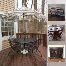 MaxSold Auction: This online auction features a tea set, candles, fireplace tools, coffee makers, yard tools, typewriter, exercise equipment, ping pong table, wall art, billiard balls, lamps, TV stand, office chair, outdoor furniture, hammock, vintage magazines and much more.