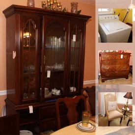 MaxSold Auction: This online auction features lamps, decorative vases, wall art, coats, shows, glass table, bookshelves, decor, stemware, pictures, TV, washer and dryer and much more.