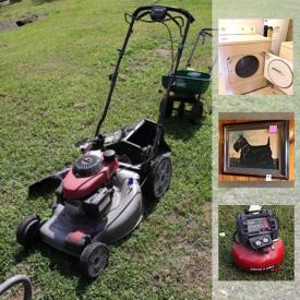 MaxSold Auction: This online auction features outdoor furniture, grill, tools, coolers, air compressor, lawn mower, ice cream maker, TVs, exercise bike, treadmill, glassware, sewing machine, washer and dryer, paintings, phones, lamps, and much more!