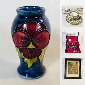 MaxSold Auction: This online auction features china, photographs, cups and saucers, cases, dinner plates, paintings, banknotes, coins, Elvis Presley stamp sheet, model trains, flatware, artwork and much more.