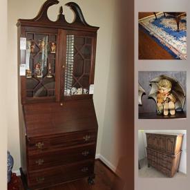 MaxSold Auction: This online auction features figurines, artwork, candles, clocks, books, magazines, glassware, fireplace tools, TV stand, lamps, TV, mirrors, sports equipment, tools, shelving, garden tools, hoses, DVD player, and much more!