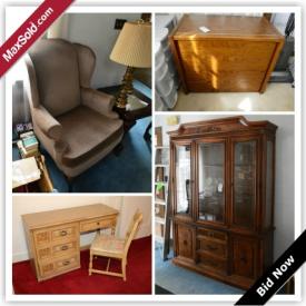 MaxSold Auction: This online auction features CHINA: Royal Wentworth "Caroline", 2 sets Faberware "Southhampton", Crest Wood Ivory "Princess"; and Lenox " Brookdal" services for 12. FURNITURE: Living room; 2 bedroom suites; office; dining room. VINTAGE: Lenox upright piano; magazine rack; secretary; Stakmore card table and chairs; Pyrex. YARD AND GARDEN: Arian snowblower, Snapper lawnmower. TOOLS. Fishing. Equestrian. Golf. Singer sewing machine and much more!