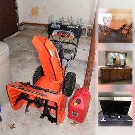 MaxSold Auction: This online auction features Kenmore microwave, Ariens Snow Blower, Perfect Aire Window Air Conditioner, Belleek sugar and creamer, Mahogany Desk, Rocking Chair, and much more!