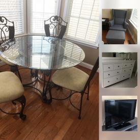 MaxSold Auction: This online auction features IKEA furniture, Belfort sectional sofa, king size beds, patio furniture, glass top dining table with metal chairs, IKEA dishware, glass stemware, kitchenware, small appliances, LG 42" flatscreen TV, Samsung 27 inch flatscreen TV, Christmas decorations and much more!