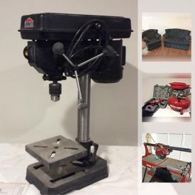 MaxSold Auction: This online auction features a steamer, defroster, bicycle trainer, doors, ladder, buckets, amplifiers, tiles, safety gear, drills, saws, vacuum, mortar tools, gardening tools, power tools, printer, loveseat and chair and much more.