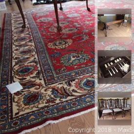 MaxSold Auction: This MaxSold London Downsizing online auction features LaZBoy sofa, Concrete pagoda, Maxwell Studio china, Malcolm double pedestal dining table, tools, tiles, Moveable basketball stand with net, Mid century wood table and much more!