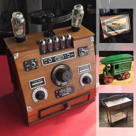 MaxSold Auction: This online auction features ANTIQUE: Rattan tables. VINTAGE: Tins; pine washstand and trunk. ART: Originals by Betty Lubin; posters. COLLECTIBLE: Vinyl; comics; Barbie; evening bags. ELECTRONICS and much more!