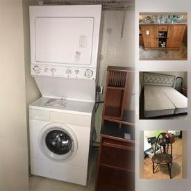 MaxSold Auction: This online auction features a Frigidaire Gallery stacking washer and dryer. Antique side chair. COLLECTIBLE: Cobalt blue ceramics and glass, purple glass, vintage cut glass. Nikon camera. Kenmore sewing machine and much more!