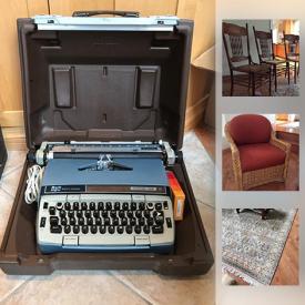 MaxSold Auction: This online auction features antiques, furniture, books, kitchenware, vintage and electric typewriter, handmade silk rug and much more.