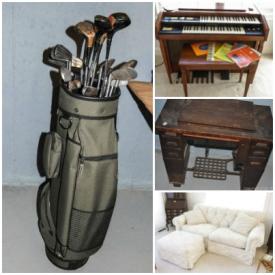 MaxSold Auction: This online auction features golf clubs, snow shoes, planters, vacuums, rugs, lamps, exercise equipment, flatware, grandfather clock, framed artwork, luggage, sheet music, decorative plates, organ, holiday decor and much more!