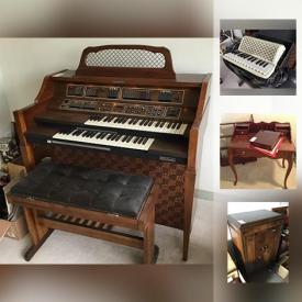 MaxSold Auction: This online auction features a Baldwin organ and Cameramo accordian. VINTAGE: Artwork by Blythe Scott and Kapp, Westinghouse, Fleetwood, Baycrest cabinet radios. COLLECTIBLE: Vinyl; dolls; Toronto Blue Jays; spoon collection in case; Christmas villages; Underwood typewriter; lamps; canisters; gaming; French ivory vanity items and more! Singer knitting machine; Kenmore serger; Brother sewing machine. Ceiling fans. CHINA AND CRYSTAL. Mantel clocks. FURNITURE: Vintage armchairs; 50's kitchen table and chairs. GE range and much more!