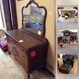 MaxSold Auction: This online auction features books, DVDs, CDs, shelving, coffee pot, sewing machine, toys, computer monitor, patio furniture, speakers, vacuum, tools, pressure washer, compressors, comics, craft supplies, guitar, Jeep parts and much more.