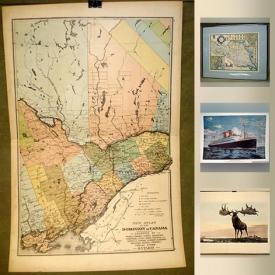 MaxSold Auction: This online auction features ART: Prints, maps, posters, Inuit, architectural watercolours. ANTIQUE: Wooden type blocks; books; unframed prints and maps; two drawer case. COLLECTIBLE: Ephemera; reference books and much more!