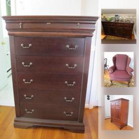 MaxSold Auction: This online auction features Mikasa dishes, floral prints, Bar Stools, Create And Barrel Dining table, Duncan Phyfe style wood table, Demilune Table, dresser and much more!