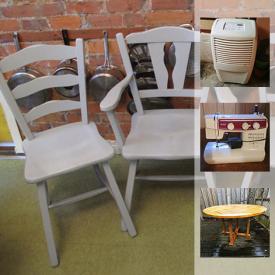 MaxSold Auction: This online auction features Brother sewing machine, teapots, fans, suitcases, Bar fridges, Antique brass reading lamp, Pier 1 basket chair, Analog 35mm Pentax camera and much more!