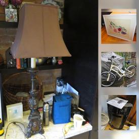 MaxSold Auction: This auction features mixed media art, Ikea Chairs, William Sonoma table cloth, books, tapestry, Electra Townie bicycle and much more!