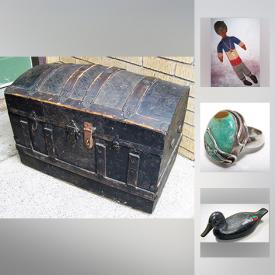 MaxSold Auction: This online auction features: flags; antique steamer trunk; marble top plant stand; Villeroy & Boch; chain saws; a large variety of vintage collectibles and vintage decor and much more!