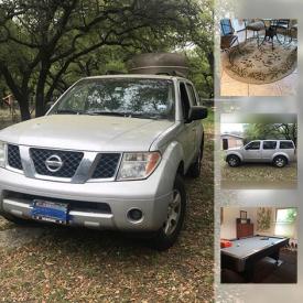 MaxSold Auction: This online auction features Nissan Pathfinder VIN: 5N1AR18U57C608513, leather saddles, Italian slate pool table, furniture such as solid wood bookcase, vintage 5 drawer chest, and patio set, Kenmore grill, Ativa shredder, garden tools Acer desktop and much more!