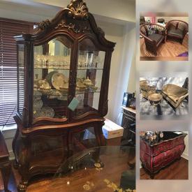 MaxSold Auction: This online auction features furniture such as Quebec painted cabinet, Lavelle loveseat, winged lion dining table, and electric reclining leather sofa, collectibles such as 1884 silver dollar, and sterling flatware, patio furniture, crystal stemware and much more!