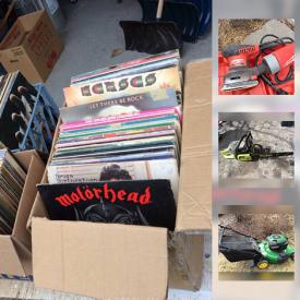 MaxSold Auction: This online auction features Vinyl Albums LP Records Collection, John Deere Self Propelling Lawn Mower, Rigid WD14500 Shop Vac, Poulan P3416 Chainsaw, Mastercraft 10inch Mitre Saw, Porter Cable Compressor, ladders, Inglis Washer, JVC JL A15 Turntable and much more!