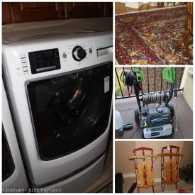 MaxSold Auction: This online auction features wood area rugs, Maytag front load washer and dryer with stands, lane cedar chest, Greenworks power washer, flexible flyer sleds, pine corner cabinet, Precor treadmill, blue and white porcelain, leather couch, Will Haraldson photography, Microsoft tablets and much more.