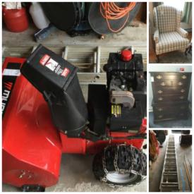 MaxSold Auction: This online auction features Murray 5 24 Snowblower, 24 Ft Extension Ladder, Folding Metal Picnic Table, vintage furniture and unique items such as a spinning wheel, early high-chair, Redskins memorabilia, Stiff items, American Girl items, and classics such as Waterford crystal, Royal Albert, Wedgwood and much more.